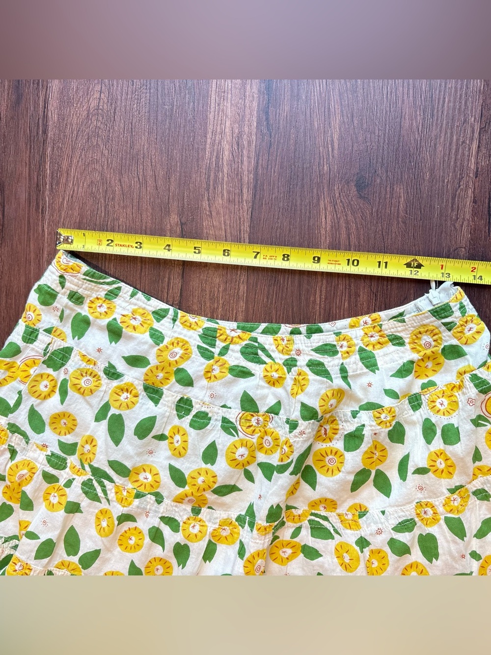 Prairie Acacia Yellow Floral Tiered Skirt Cottagecore Midi Ruffle Whimsical M - Picture 4 of 6